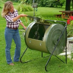 Mantis Compact ComposTumbler Compost Bin -Garden Tool Store mantis compact compstumbler lifestyle 3