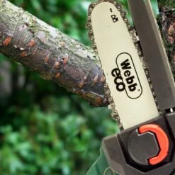 Webb Eco WEV20PSB2 20V Cordless Mini Pruning Saw (with 2Ah Battery & Charger) -Garden Tool Store webb eco wev20extpsb2 pole saw lifestyle bar and chain 1