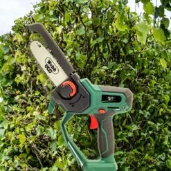 Webb Eco WEV20PSB2 20V Cordless Mini Pruning Saw (with 2Ah Battery & Charger) -Garden Tool Store webb eco wev20extpsb2 pole saw lifestyle 1