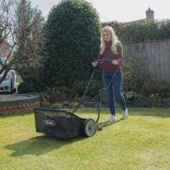 Webb H18 46cm/18" "Contact-Free" Side-Wheel Push Lawn Mower -Garden Tool Store webb weh18 lawnmower lifestyle