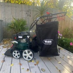 Webb WEWBVAC Self-Propelled Walk-Behind Wheeled Garden Vacuum -Garden Tool Store webb wheeled vacuum lifestyle the green reaper 2